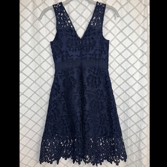 Banana republic navy blue lace style dress. - Picture 5 of 7